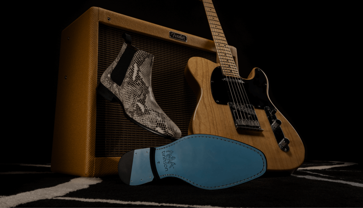 Tinnson Chelsea Boots Guitare Semelle Bleue Slider